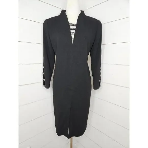 Vintage 80s David Hayes for Neiman Marcus size 8 Black elegant gown with beading - Picture 1 of 6